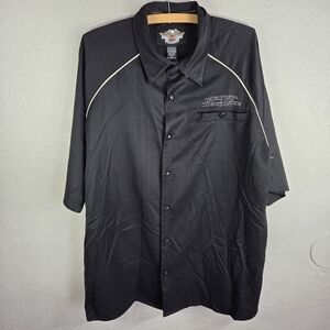 Harley Davidson Button Up Shirt Size XL Custom Speed Embroidered Short Sleeves
